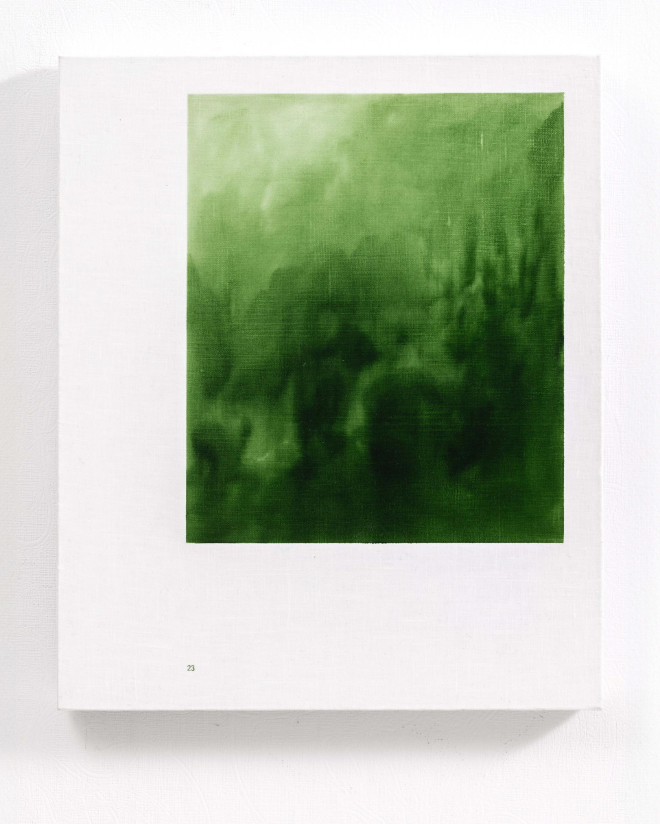 Prūsijas zaļais. 23. lappuse | Prussian Green. Page 23, 2025. Oil on canvas, 46 x 36 cm.