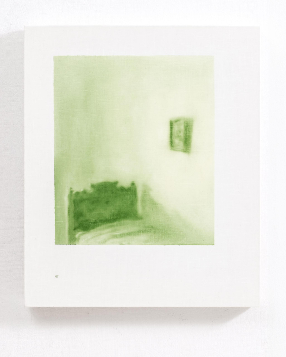 Prūsijas zaļais. 67. lappuse | Prussian Green. Page 67, 2025. Oil on canvas, 46 x 36 cm.